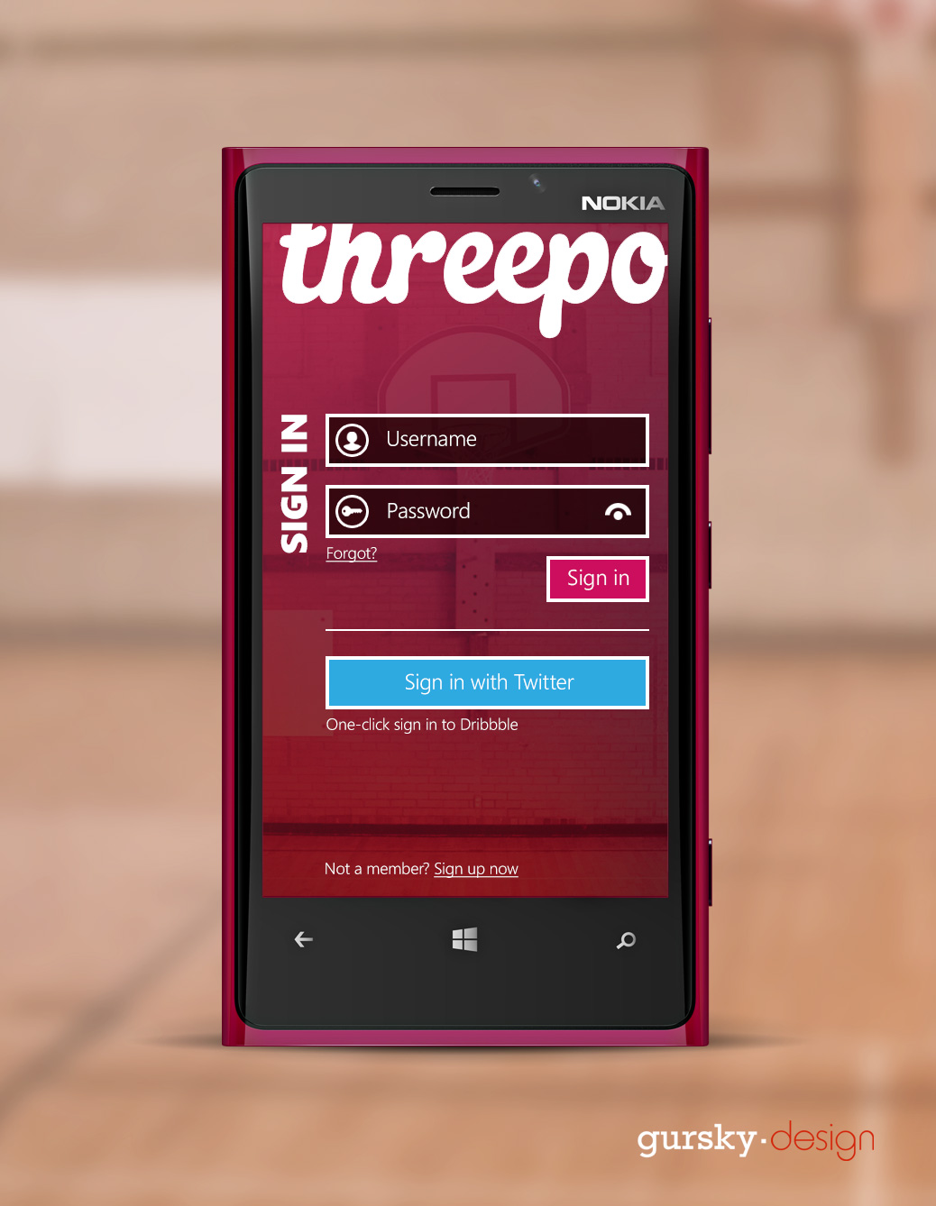 Threepointer - Login screen